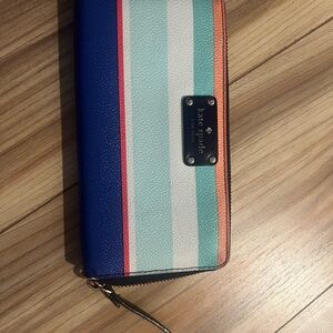Kate Spade Blue and Mint Striped Wallet